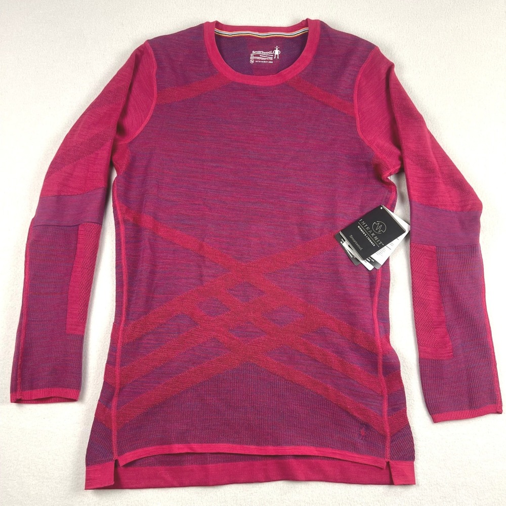 Smartwool Intraknit Merino 200 Crew Base Layer Top Very Berry Space Dye XL‎ NEW